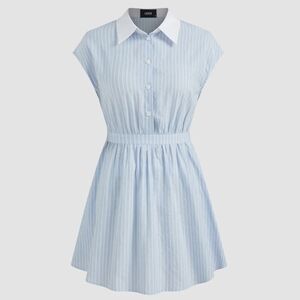Cider Light Blue Striped Mini Dress